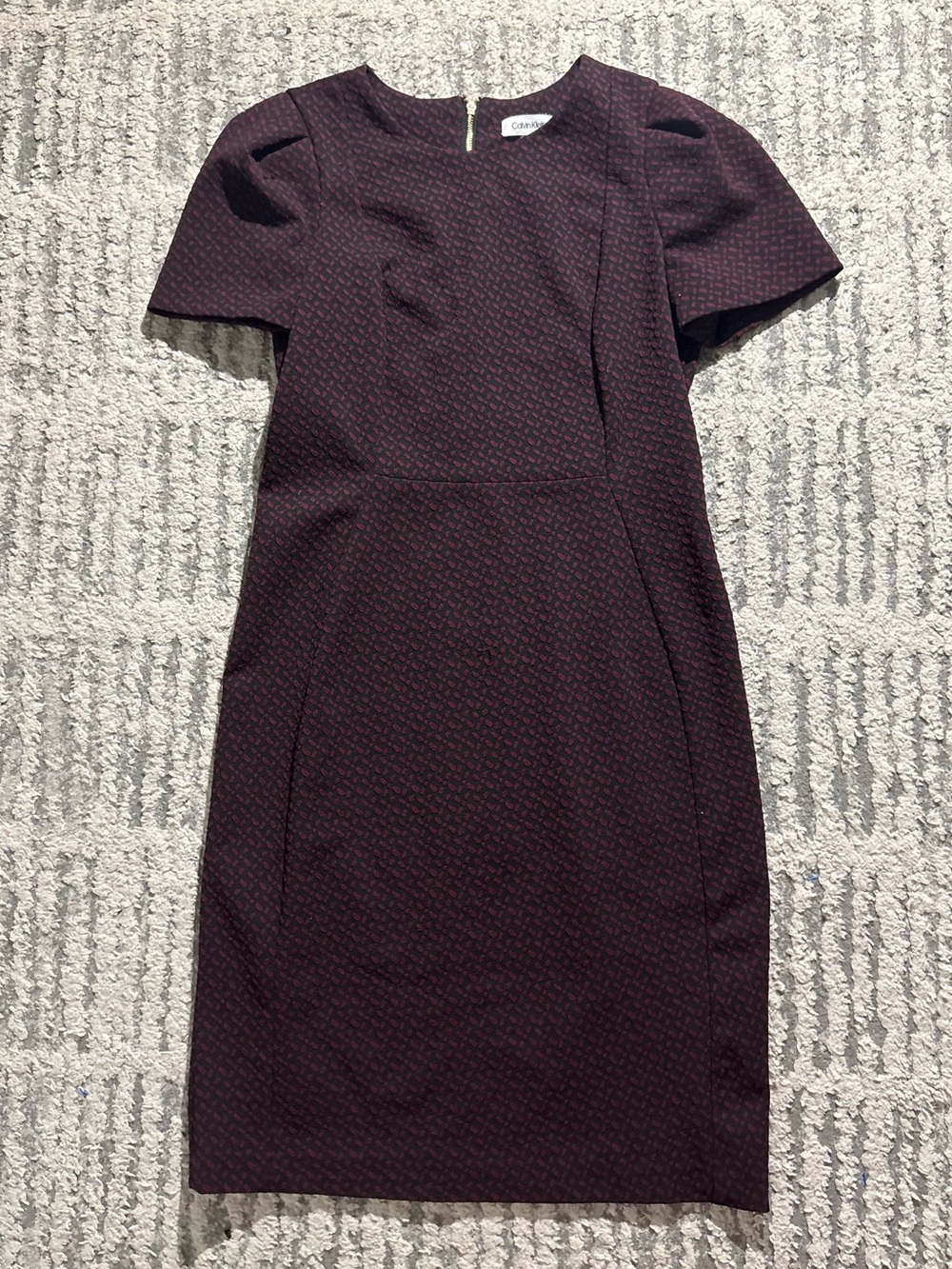 Calvin Klein red black dot tulip sleeve career smart dress size 8